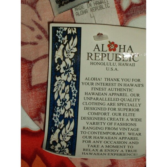 Aloha Republic Womens Hawaiian Red Orange Hibiscus Sleeveless Floral Top Size L - Picture 5 of 5